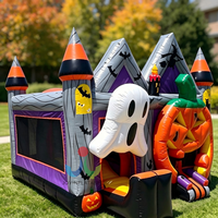 Château gonflable géant d'Halloween effrayant avec entrée fantôme 3D, maison hantée, château de saut, maison de jeu pour la location