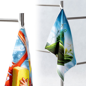 Serviette de sport en microfibre rPET avec logo personnalisé, tissu multi-usage 30x40cm |   Lingette à séchage rapide avec boucle de suspension pour la salle de sport, le bureau, cadeau promotionnel - Product Image 1
