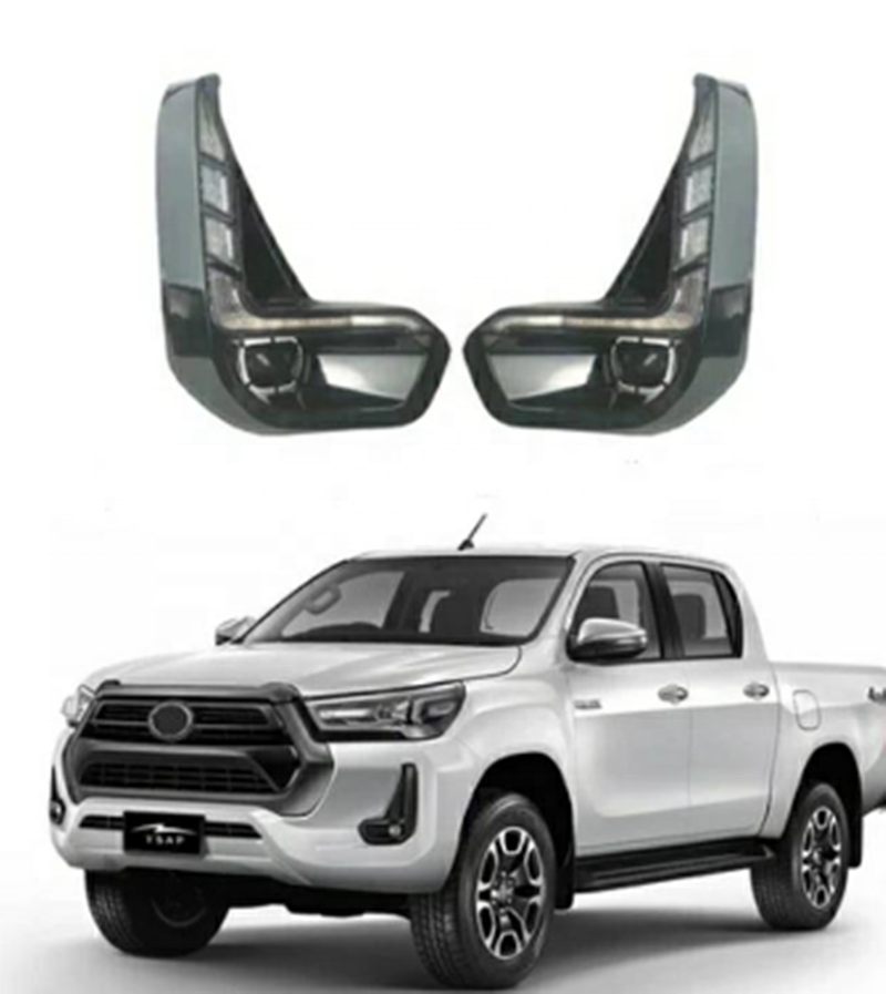 Дневные светодиодные фары DRL для Toyota Hilux Revo 2020 2021, дневные ходовые Противотуманные фары с динамическим последовательным сигналом поворота, автозапчасти