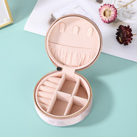 Organisateur de bijoux rond A1 avec fermeture éclair et insert de compartiment rose pour ranger colliers, boucles d'oreilles, bagues, bracelets – Vert, Gris, Blanc