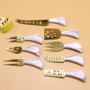 大理石のハンドル2019キッチンガジェットアクセサリー付きの高品質ミニゴールドメッキチーズナイフセット - Product Image 2