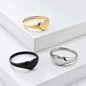 Heart Shape <b>Titanium</b> Steel <b>Ring</b> For Women Gold <b>Black</b> Silver Color Gift Jewelry Fashion <b>Ring</b> - Product Image 1
