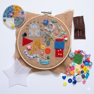Kit de <span class=keywords><strong>Costura</strong></span> Súper Completo <span class=keywords><strong>para</strong></span> Niños, Kit de Manualidades Preescolares, Aprende a Coser, Kit de Bordado con Aro <span class=keywords><strong>para</strong></span> Niños - Product Image 1