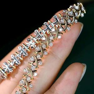 Xinfly Non Tarnish Waterproof Design <b>Inspired</b> 18K Pure Gold Luxury Classic 2.30CT Natural Diamond Hand <b>Bracelet</b> Men Women - Product Image 1