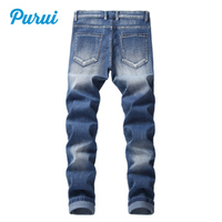 Jean pour Homme Effet Délavé et Usé, Coupe Droite Classique, Style Streetwear Hip Hop, Grande Taille, Extensible