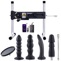 Machine sexuelle haut de gamme Hismith avec système KlicLok, télécommande via application, 3-en-1 avec 6 accessoires, ensemble de godemichés anaux pour massage de la prostate