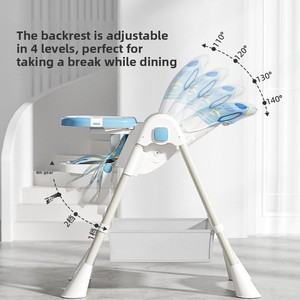 Chaise haute pliable pour bébé, réglable en hauteur, avec siège inclinable, portable pour la maison, chaise de repas sécurisée pour bébés et enfants - Product Image 3
