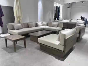 Confortable loisirs teck L forme modulaire sectionnel <span class=keywords><strong>salon</strong></span> grand coin 3 places canapé <span class=keywords><strong>jardin</strong></span> patio canapé ensemble mobilier d'extérieur - Product Image 2