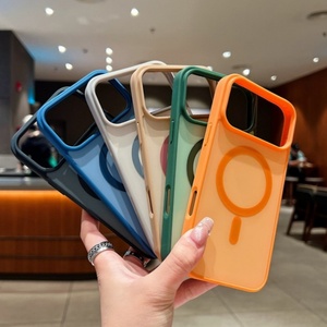 Simple contrast colors TPU PC magnetic frosted phone <b>case</b> matte mobile back cover for <b>iPhone</b> 11pro 12 13 14 15plus 16 17 - Product Image 2