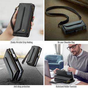 Caseme Luxe Multifonctionnel Dragonne Cuir Portefeuille Multi-Fentes Cartes Fermeture Éclair Étui de Téléphone Épaule pour Samsung Galaxy <span class=keywords><strong>Z</strong></span> <span class=keywords><strong>Fold</strong></span> <span class=keywords><strong>3</strong></span> 4 5 6 - Product Image 5