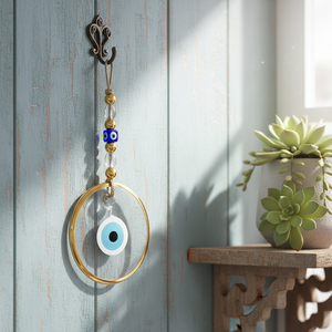 Mal de ojo de cristal transparente de 13x30 cm con marco dorado objetos decorativos para el hogar o la oficina - Product Image 3
