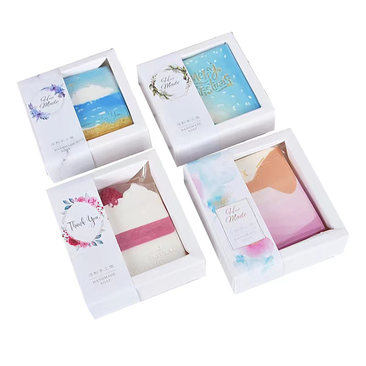 eco friendly custom logo printing kraft clear packaging handmade bar soap gift box for soap