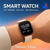 Jam Tangan Pintar AMOLED Persegi 1,73 inci OEM dengan 100+ Tampilan Jam & Panggilan BT, Pelacak Kesehatan Ultra Tipis untuk Grosir