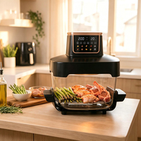 Friteuse à air portable en verre 6L+4L à commande numérique moderne 1800W intelligente avec grill, 10 menus prédéfinis, sans PFAS, sans huile, cuisson rapide