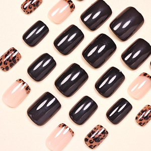 Unghie Finte Adesive Leopardate Nere Vendita Calda Set da 24 Pezzi in ABS Unghie Finte Francesi per <span class=keywords><strong>Donna</strong></span> Vendita all'Ingrosso - Product Image 3