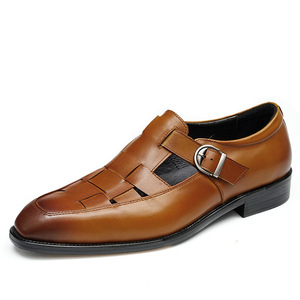 Sandales plates décontractées pour l'extérieur, sandales artisanales de haute qualité, sandales en cuir respirantes pour hommes, mode et décontractées, pour l'été - Product Image 1