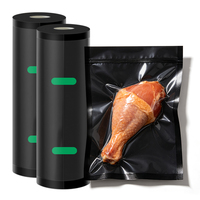 Rouleau de film à points thermoscellables en PE/Nylon noir mat recyclable pour sacs de conservation sous vide pour aliments, aliments pour animaux, sushis (lait, gelée)