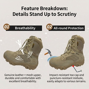 Botas de Combate YearningLeather con Puntera de Acero, Plantilla Reforzada, Resistentes a Pinchazos, Impermeables, Transpirables y Ligeras de Goma - Product Image 5