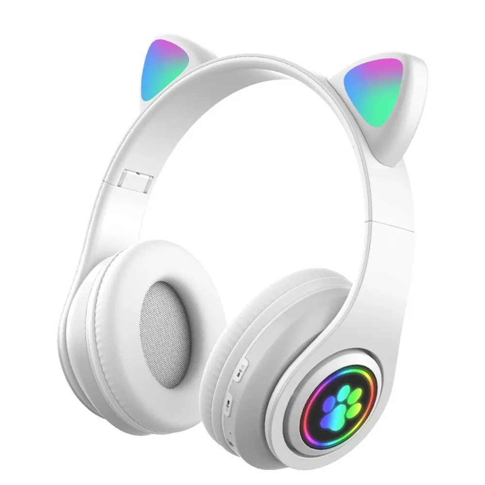 Breathing light Cat Ears Headphones B39 Stereo Foldable Gamer Gaming Headset with Mic Pink Black White Blue