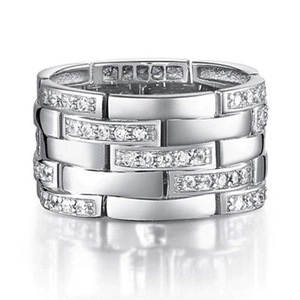Anello con Cristalli Pavé a Fascia Larga per Uomo, Stile Business, Accessorio Moda per Uso Quotidiano - Product Image 5