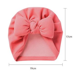 Chapeau turban en coton de couleur unie pour nourrissons de 3 à 12 mois Bonnet d'hôpital pour bébé Bonne élasticité Seau à nœud papillon pour l'été et l'hiver - Product Image 6