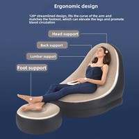 Fauteuil gonflable portable en PVC floqué avec repose-pieds, dossier et accoudoirs pour le camping, les voyages, le salon et l'extérieur