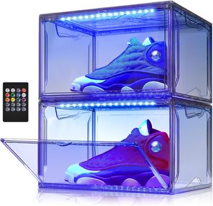 Magnetic Side Open Foldable Custom Shoe Organizer Giant Transparent Acrylic Plastic 6-10L Display Sneaker <b>Storage</b> <b>Box</b> - Product Image 1