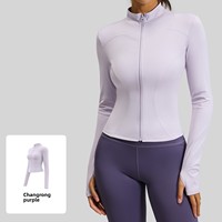 Veste de yoga à col montant pour femme, coupe ajustée, extensible, pour la course et le sport