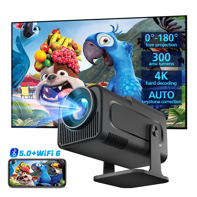 Hotack Hot Sale  HY320 Full Hd 3000 Lumen Home Theater Video Proyector Smart Android Wifi Wireless Phone Projector 4K