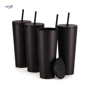 Insulated Tumbler Custom Plastic Reusable Cups 24oz Double Wall Tumbler With Lid And Straw