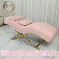 Mesa de Masaje Facial Profesional Moderna en Forma de S, Personalizable, para Salón de Belleza, con Marco de Acero Inoxidable, Plegable, Portátil, de Cuero PU