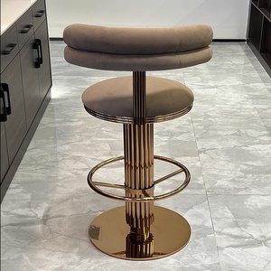 Nordic Luxury <strong>Bar</strong> Furniture Modern Gold Base Swivel Elevatable High <strong>bar</strong> Chair Restaurant Metal <strong>Bar</strong> <strong>Stool</strong> <strong>Backrest</strong> for Kitchen - Product Image 4