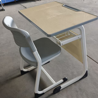 Bureau et chaise pour étudiants, table d'étude réglable en hauteur, étagère de rangement, fente pour crayons, adapté aux étudiants du collège et du lycée