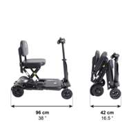 Scooter de mobilité pliable pour adultes, mécanisme de pliage manuel, couleur noire, accoudoirs, moteur 180W, vitesse 7 km/h, capacité 120 kg, 10 Ah