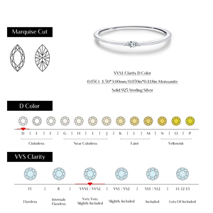 Anillos de Dedo Apilables Finos de Plata de Ley S925 con Baño de Rodio, Corte Marquesa Clásico Minimalista y Moissanita Engastada con Puntas - Product Image 3