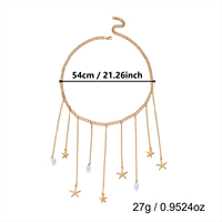 Chaîne de jambe Rinhoo d'été sexy plaquée or avec étoile de mer et pampilles pour femme, chaîne de cuisse longue multicouche en zircon scintillant, bijou de corps