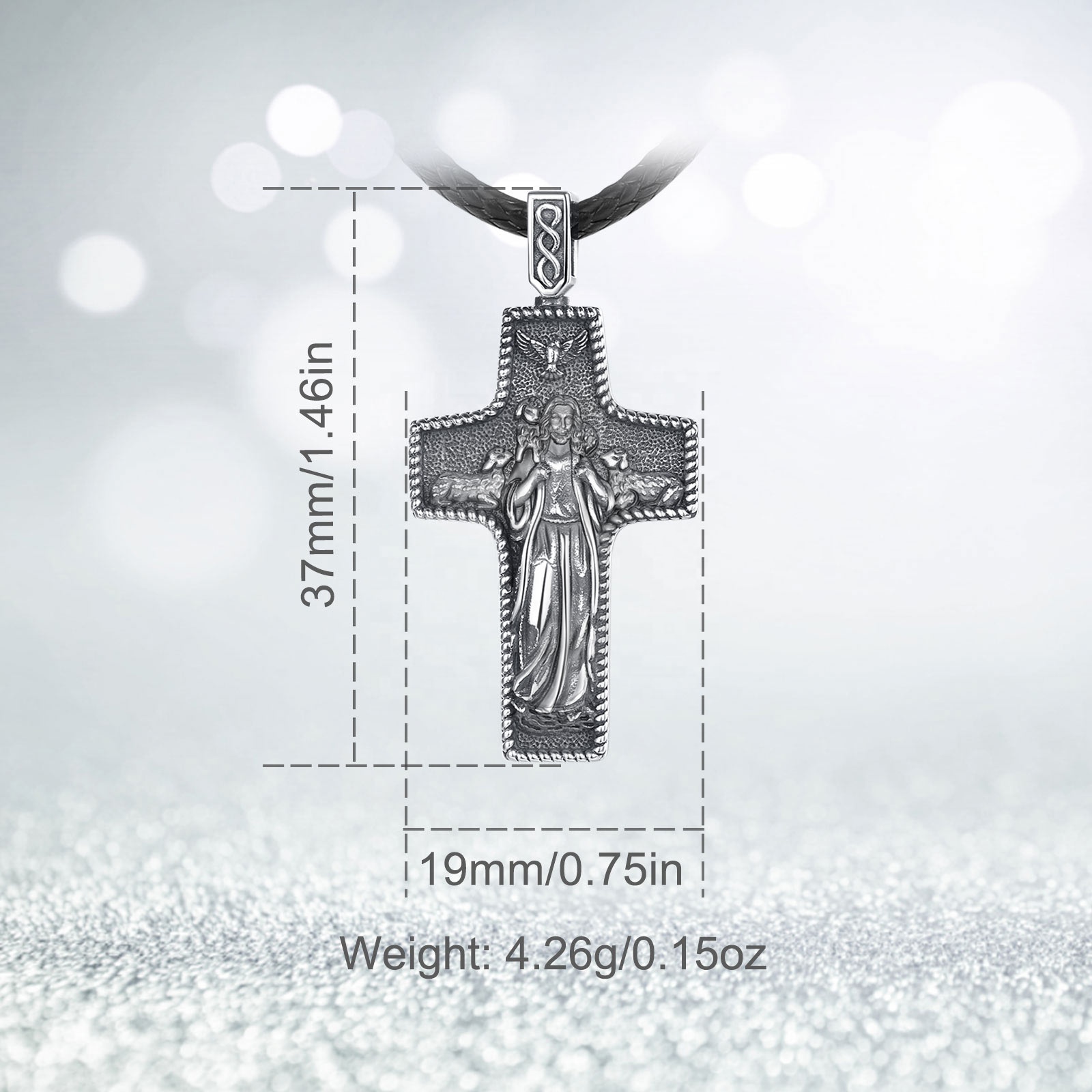 925 Sterling Silver Jesus Cross Necklace for Men & Women