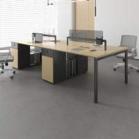 Ensemble de chaises de bureau commerciales de luxe MEKIA, bureau d'ordinateur moderne avec cadre en acier PVC, poste de travail pour 4 personnes, table longue