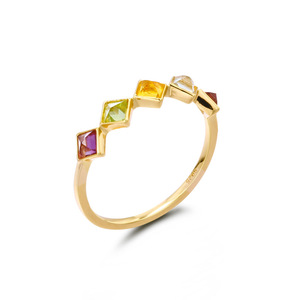 Spot Groothandel Vierzijdige Ruit Geometrische Regenboog Multi Edelsteen Rose Rode Granaatappel Hemelsblauwe Topa <span class=keywords><strong>Ring</strong></span> - Product Image 5