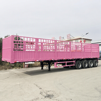 Semi-remorque à 4 essieux pour le transport de bétail et de marchandises, capacité de 80 tonnes, avec clôture à piquets, pour le transport de céréales, de bétail et de légumes