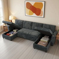 Huichen Hogar personalizado en forma de U plegable esquina plegable sofá cama extraíble para sala de estar sofá viene cama modelo de lujo con almacenamiento