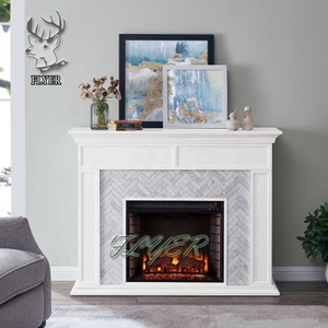 Decoración Europea para Interiores y Exteriores, Marco de <span class=keywords><strong>Chimenea</strong></span> de Mármol Eléctrico Tallado a Mano para Decoración del Hogar - Product Image 2