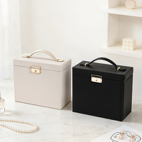 Boîte de rangement multicouche en cuir de luxe de haute qualité avec miroir pour présentoir à bijoux et organisateur, logo personnalisé, vente en gros
