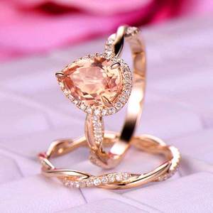 Anello Impilabile con Micro Zirconi a Goccia d'Acqua, Gioiello da Mano per Matrimonio e Fidanzamento - Product Image 1