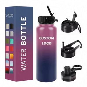 Bouteille d'eau personnalisée 24oz 40oz sans BPA, gourde durable à double paroi isolée sous vide en métal pour le sport et les activités de plein air - Product Image 1