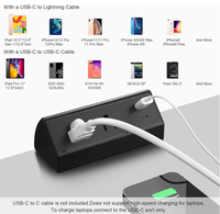 Multiprise de bureau à fixation par pince avec port USB-C 18W, prises de charge rapide 12A, prise à fixer sur le bord de table ou la jambe pour la salle de conférence, le bureau à domicile