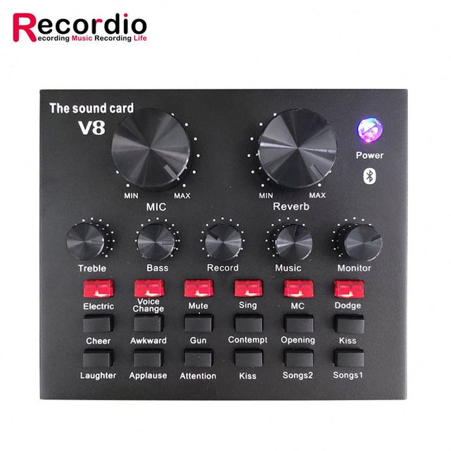 GAX-V8 Live Sound Card Voice Changer Audio Sound Card V8 Audio Mixer Multiple Funny Sound Effects Mobile Phone Pc