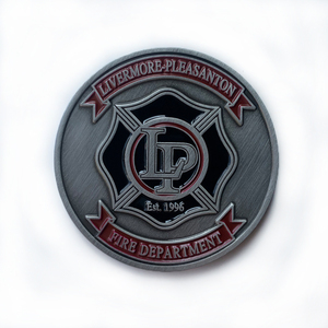 Custom Round Fire Department <strong>Coin</strong>, Antique Silver &amp; Baking Paint Craft, Budget-Friendly - Product Image 2