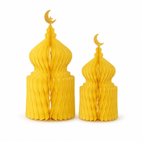 Lanterne en papier nid d'abeille Ramadan, croissant de lune et étoile, pour la décoration suspendue de table de fête islamique à la maison