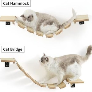 Hamac mural en bois pour chats de taille moyenne avec design d'escalier - Product Image 3